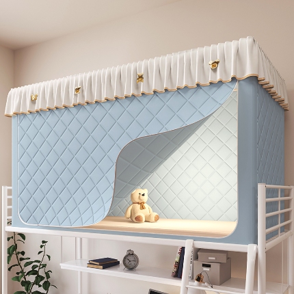 91家纺网 家纺一手货源 找家纺 （总）2025新款物理强遮光纳米技术静电植绒环保透气床帘加密纱学生蚊帐夹棉保暖