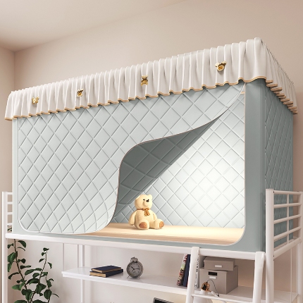 91家纺网 家纺一手货源 找家纺 （总）2025新款物理强遮光纳米技术静电植绒环保透气床帘加密纱学生蚊帐夹棉保暖