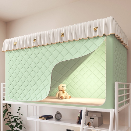 91家纺网 家纺一手货源 找家纺 （总）2025新款物理强遮光纳米技术静电植绒环保透气床帘加密纱学生蚊帐夹棉保暖