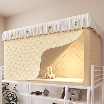 91家纺网 家纺一手货源 找家纺 （总）2025新款物理强遮光纳米技术静电植绒环保透气床帘加密纱学生蚊帐夹棉保暖