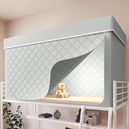 91家纺网 家纺一手货源 找家纺 （总）2025新款物理强遮光纳米技术静电植绒环保透气床帘加密纱学生蚊帐夹棉保暖