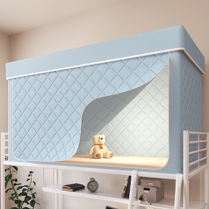 91家纺网 家纺一手货源 找家纺 （总）2025新款物理强遮光纳米技术静电植绒环保透气床帘加密纱学生蚊帐夹棉保暖