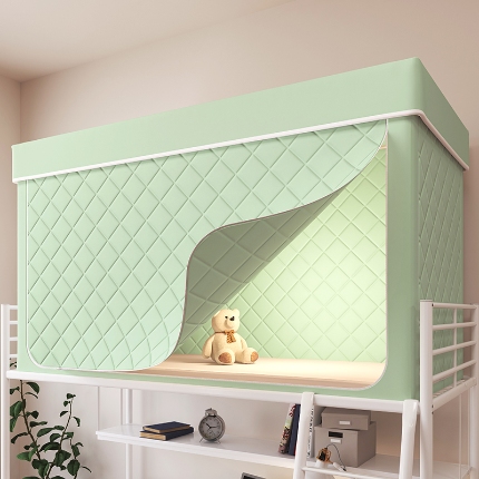 91家纺网 家纺一手货源 找家纺 （总）2025新款物理强遮光纳米技术静电植绒环保透气床帘加密纱学生蚊帐夹棉保暖