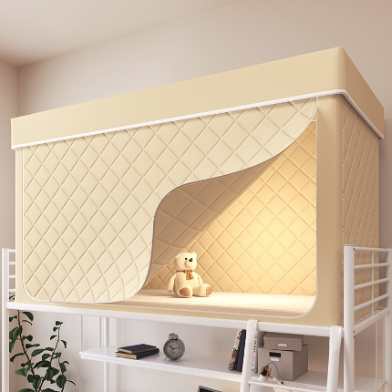 91家纺网 家纺一手货源 找家纺 （总）2025新款物理强遮光纳米技术静电植绒环保透气床帘加密纱学生蚊帐夹棉保暖