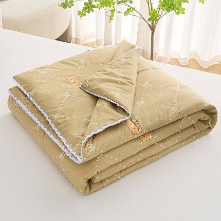 91家纺网 家纺一手货源 找家纺 棉乐町 2025新款全棉棉花夏凉被纯棉夏被空调被子 咖啡熊