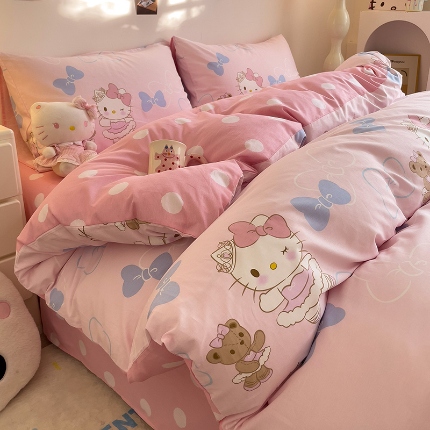 91家纺网 家纺一手货源 找家纺 总朵希曼 2025新款全棉三丽鸥卡通印花系列四件套