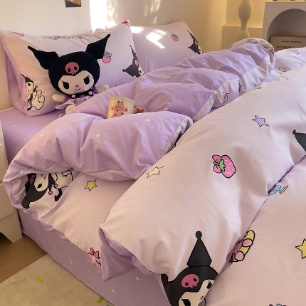 91家纺网 家纺一手货源 找家纺 总朵希曼 2025新款全棉三丽鸥卡通印花系列四件套