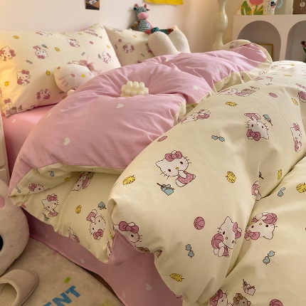 91家纺网 家纺一手货源 找家纺 总朵希曼 2025新款全棉三丽鸥卡通印花系列四件套