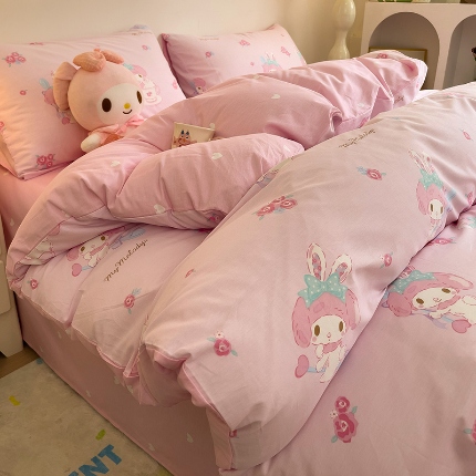 91家纺网 家纺一手货源 找家纺 总朵希曼 2025新款全棉三丽鸥卡通印花系列四件套