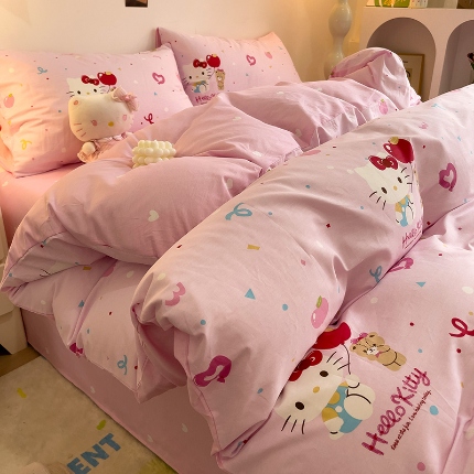 91家纺网 家纺一手货源 找家纺 总朵希曼 2025新款全棉三丽鸥卡通印花系列四件套