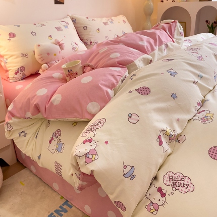 91家纺网 家纺一手货源 找家纺 总朵希曼 2025新款全棉三丽鸥卡通印花系列四件套