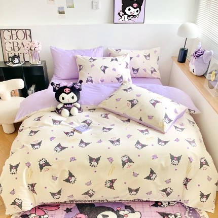 91家纺网 家纺一手货源 找家纺 总朵希曼 2025新款全棉三丽鸥卡通印花系列四件套