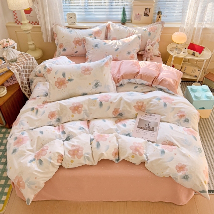 91家纺网 家纺一手货源 找家纺 总1 卡普二店 纯棉全棉四件套13070喷气床单款床笠款三件套