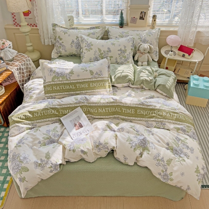 91家纺网 家纺一手货源 找家纺 总1 卡普二店 纯棉全棉四件套13070喷气床单款床笠款三件套