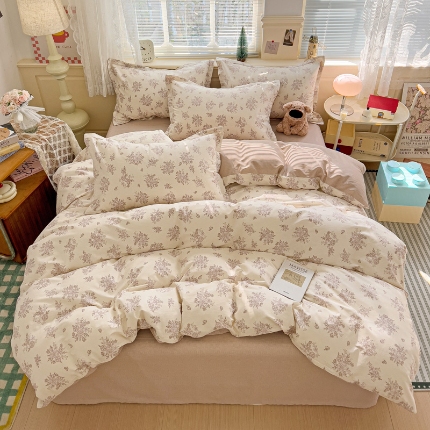 91家纺网 家纺一手货源 找家纺 总1 卡普二店 纯棉全棉四件套13070喷气床单款床笠款三件套