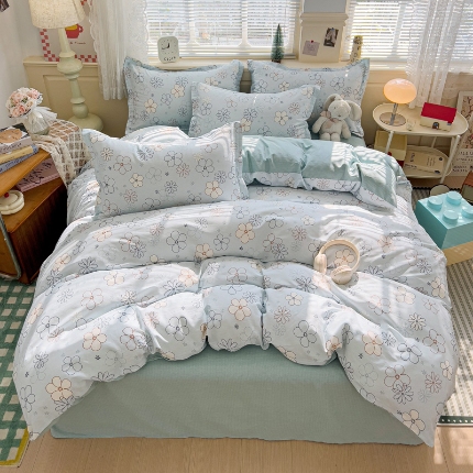 91家纺网 家纺一手货源 找家纺 总1 卡普二店 纯棉全棉四件套13070喷气床单款床笠款三件套