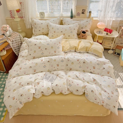 91家纺网 家纺一手货源 找家纺 总1 卡普二店 纯棉全棉四件套13070喷气床单款床笠款三件套