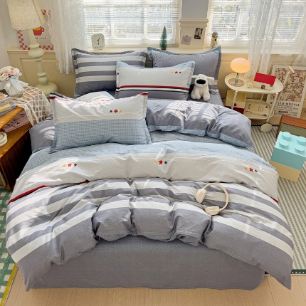 91家纺网 家纺一手货源 找家纺 总1 卡普二店 纯棉全棉四件套13070喷气床单款床笠款三件套