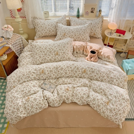 91家纺网 家纺一手货源 找家纺 总1 卡普二店 纯棉全棉四件套13070喷气床单款床笠款三件套