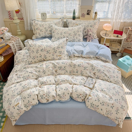 91家纺网 家纺一手货源 找家纺 总1 卡普二店 纯棉全棉四件套13070喷气床单款床笠款三件套