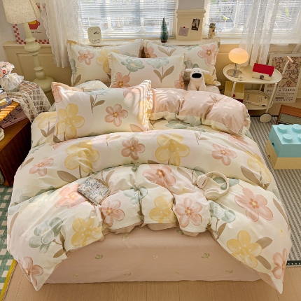 91家纺网 家纺一手货源 找家纺 总1 卡普二店 纯棉全棉四件套13070喷气床单款床笠款三件套