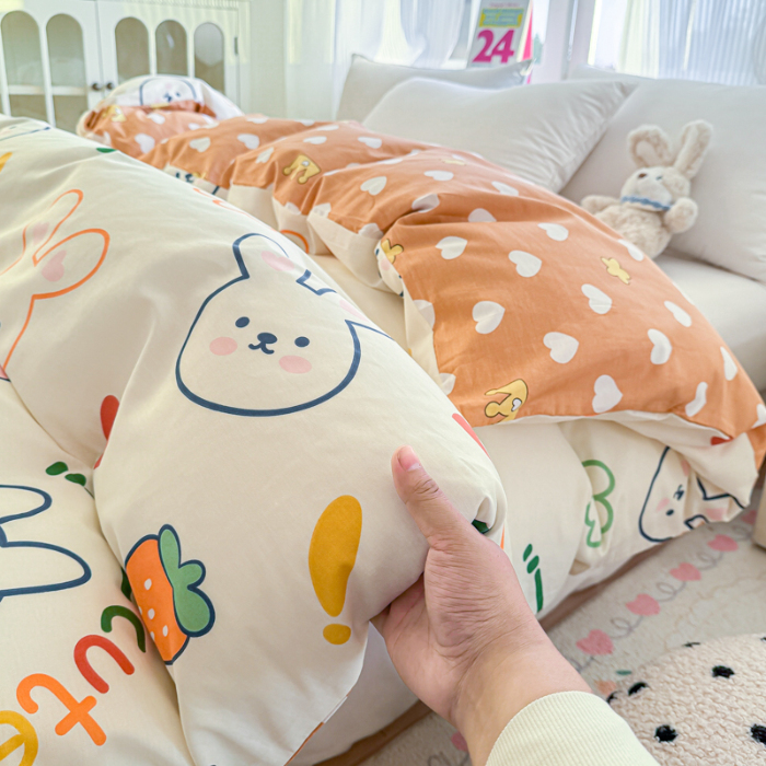 91家纺网 家纺一手货源 找家纺 帛织澜 2025新款全棉被套喷气12868系列纯棉单被套（预留缩水） 萝卜兔