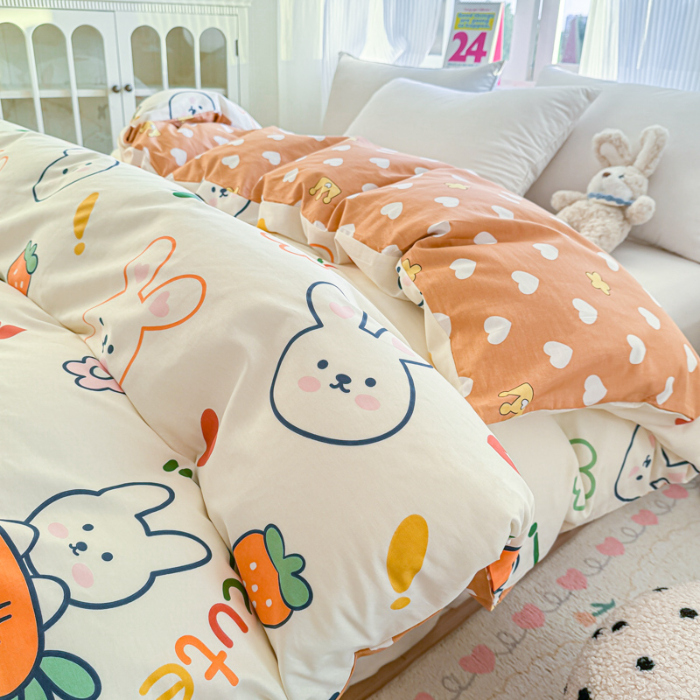 91家纺网 家纺一手货源 找家纺 帛织澜 2025新款全棉被套喷气12868系列纯棉单被套（预留缩水） 萝卜兔