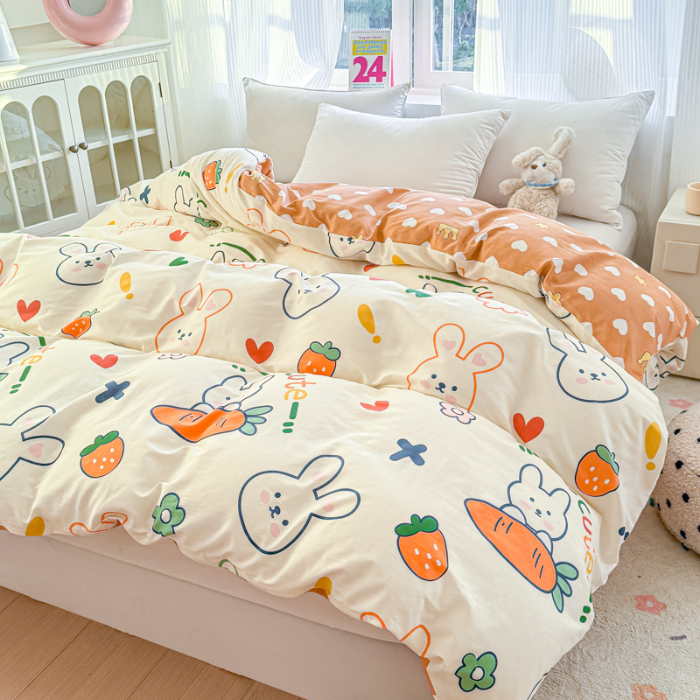 91家纺网 家纺一手货源 找家纺 帛织澜 2025新款全棉被套喷气12868系列纯棉单被套（预留缩水） 萝卜兔