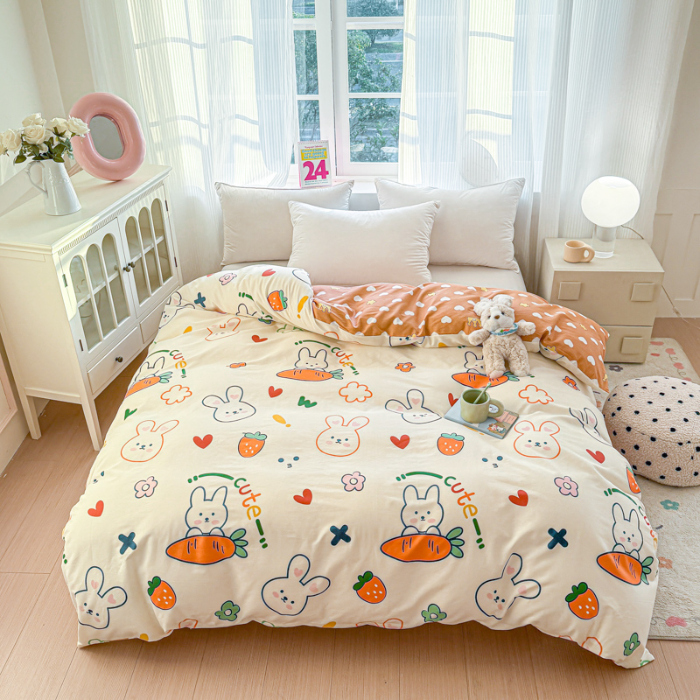 91家纺网 家纺一手货源 找家纺 帛织澜 2025新款全棉被套喷气12868系列纯棉单被套（预留缩水） 萝卜兔