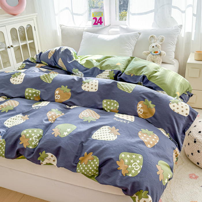 91家纺网 家纺一手货源 找家纺 帛织澜 2025新款全棉被套喷气12868系列纯棉单被套（预留缩水） 草莓园