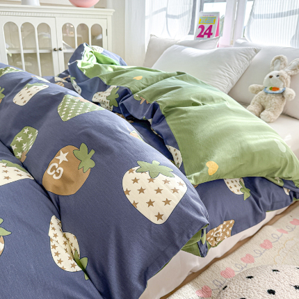 帛织澜 2025新款全棉被套喷气12868系列纯棉单被套（预留缩水） 草莓园