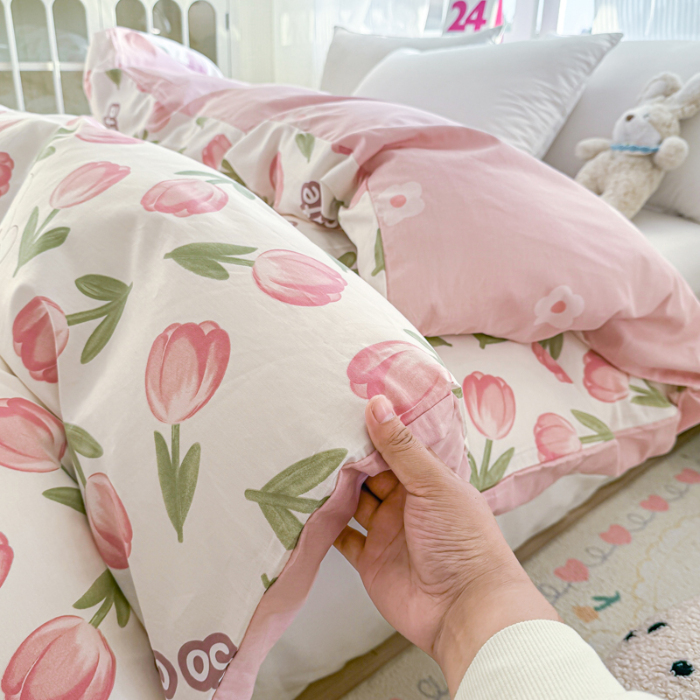 91家纺网 家纺一手货源 找家纺 帛织澜 2025新款全棉被套喷气12868系列纯棉单被套（预留缩水） 花仙兔