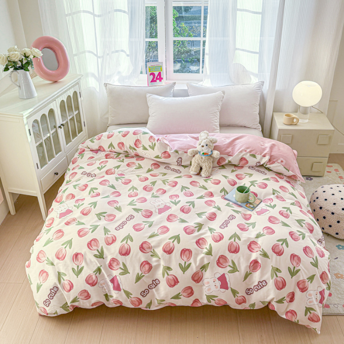 91家纺网 家纺一手货源 找家纺 帛织澜 2025新款全棉被套喷气12868系列纯棉单被套（预留缩水） 花仙兔