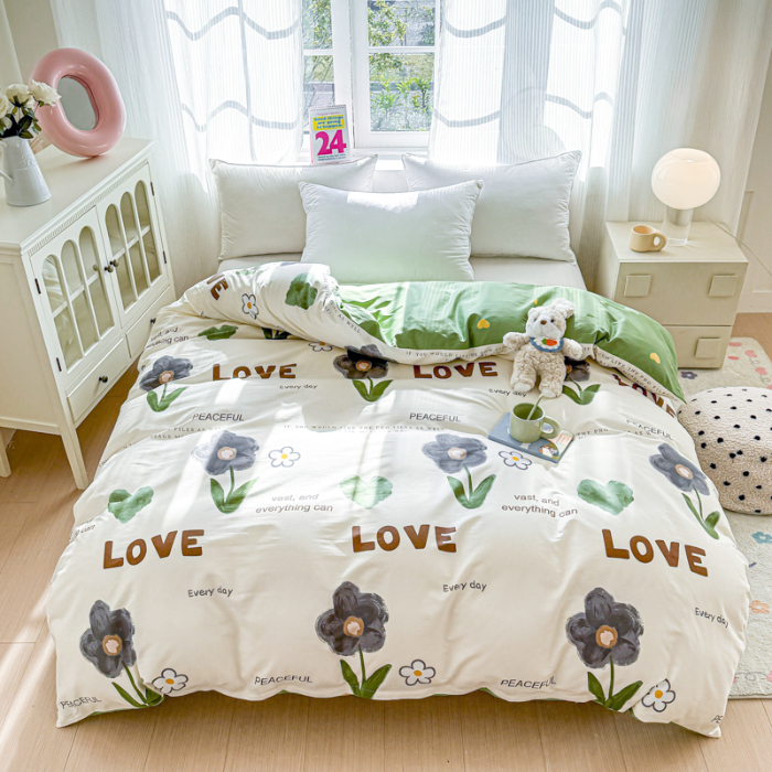 91家纺网 家纺一手货源 找家纺 帛织澜 2025新款全棉被套喷气12868系列纯棉单被套（预留缩水） 绿蔓