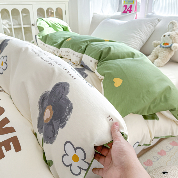 91家纺网 家纺一手货源 找家纺 帛织澜 2025新款全棉被套喷气12868系列纯棉单被套（预留缩水） 绿蔓