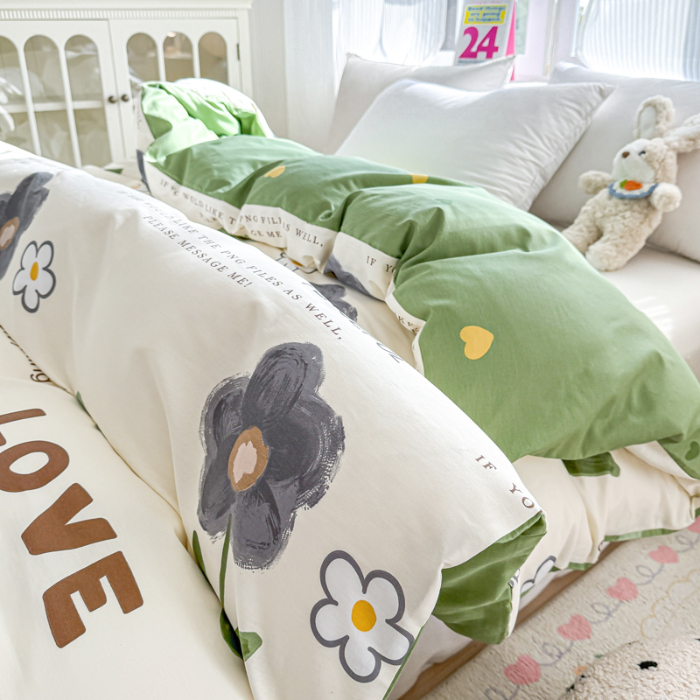 91家纺网 家纺一手货源 找家纺 帛织澜 2025新款全棉被套喷气12868系列纯棉单被套（预留缩水） 绿蔓