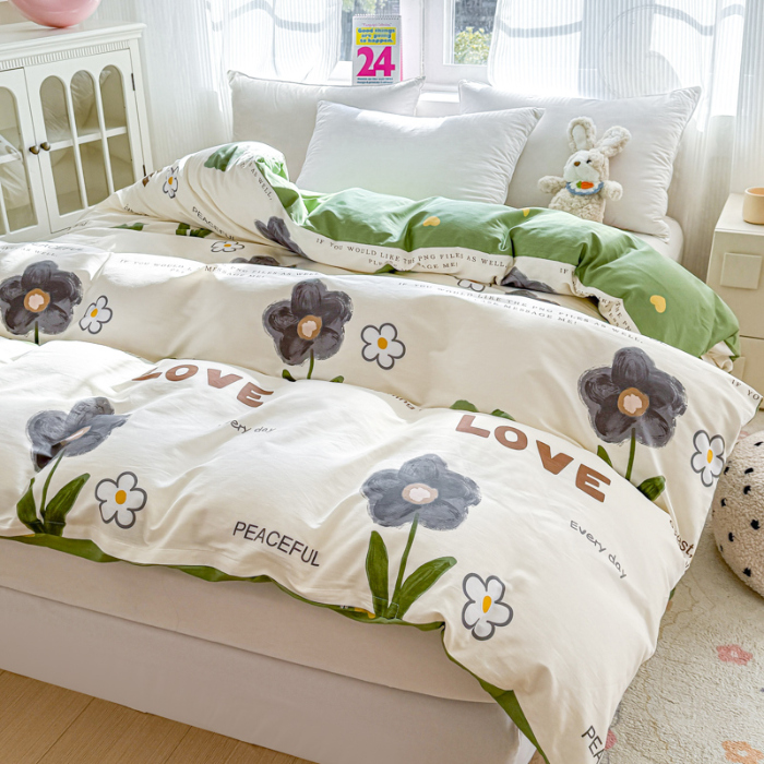 91家纺网 家纺一手货源 找家纺 帛织澜 2025新款全棉被套喷气12868系列纯棉单被套（预留缩水） 绿蔓