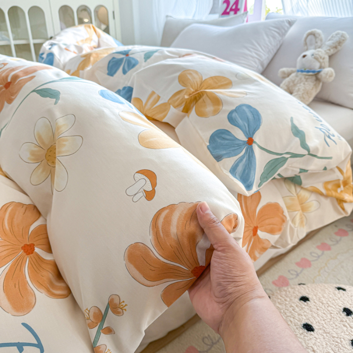 91家纺网 家纺一手货源 找家纺 帛织澜 2025新款全棉被套喷气12868系列纯棉单被套（预留缩水） 芙蓉出水