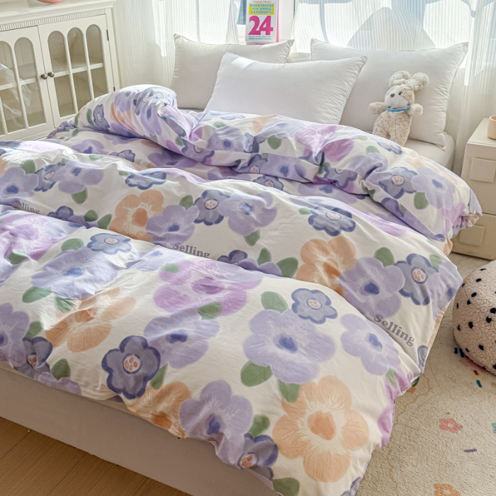 91家纺网 家纺一手货源 找家纺 帛织澜 2025新款全棉被套喷气12868系列纯棉单被套（预留缩水） 紫韵花开