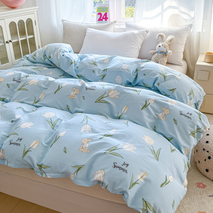 91家纺网 家纺一手货源 找家纺 帛织澜 2025新款全棉被套喷气12868系列纯棉单被套（预留缩水） 百合兔AA