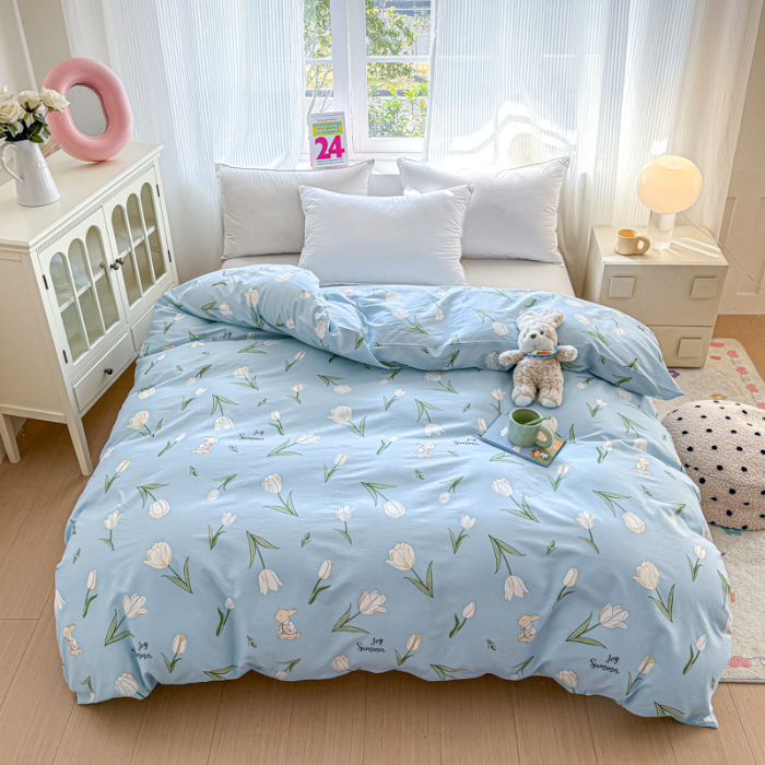 91家纺网 家纺一手货源 找家纺 帛织澜 2025新款全棉被套喷气12868系列纯棉单被套（预留缩水） 百合兔AA