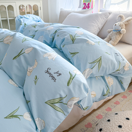 帛织澜 2025新款全棉被套喷气12868系列纯棉单被套（预留缩水） 百合兔AA