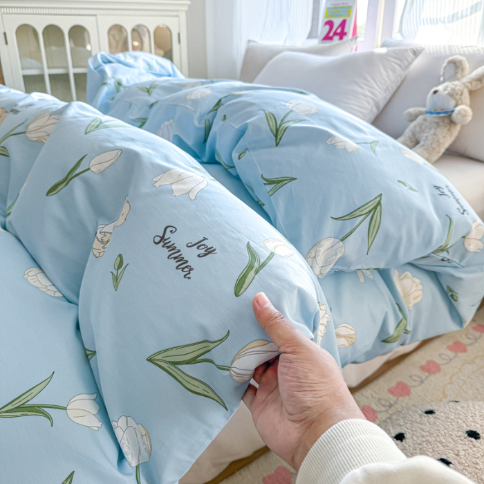 91家纺网 家纺一手货源 找家纺 帛织澜 2025新款全棉被套喷气12868系列纯棉单被套（预留缩水） 百合兔AA