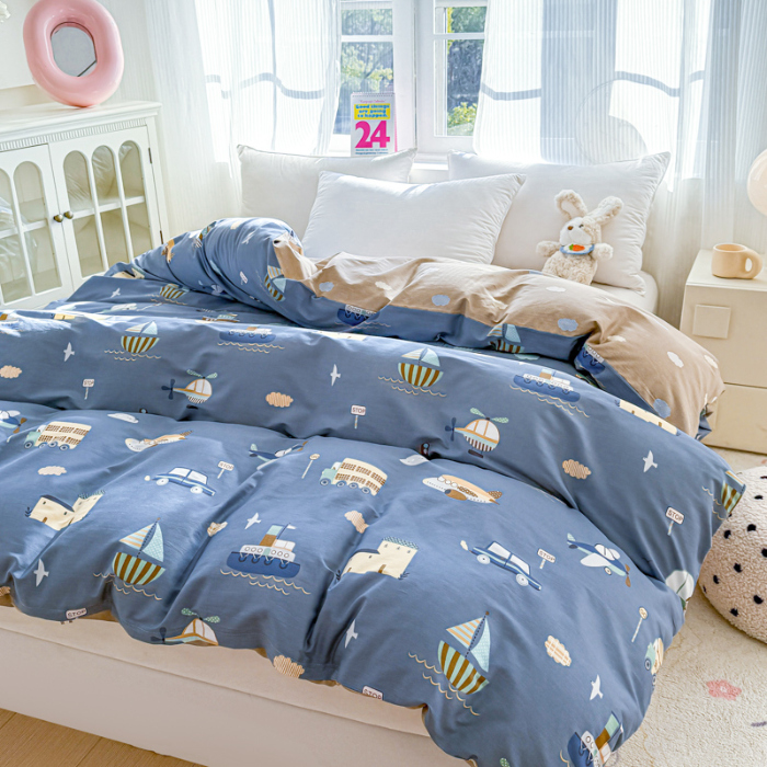 91家纺网 家纺一手货源 找家纺 帛织澜 2025新款全棉被套喷气12868系列纯棉单被套（预留缩水） 玩具乐园-兰