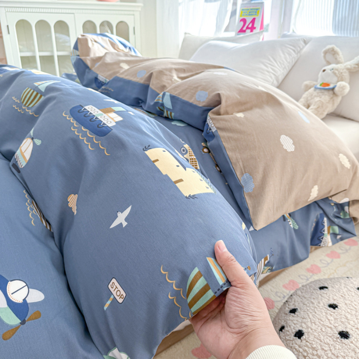 91家纺网 家纺一手货源 找家纺 帛织澜 2025新款全棉被套喷气12868系列纯棉单被套（预留缩水） 玩具乐园-兰