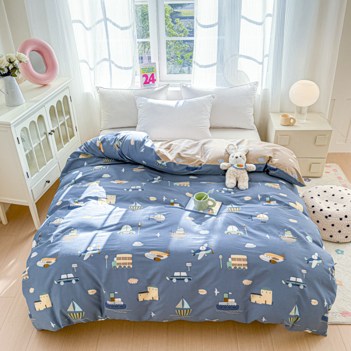 91家纺网 家纺一手货源 找家纺 帛织澜 2025新款全棉被套喷气12868系列纯棉单被套（预留缩水） 玩具乐园-兰