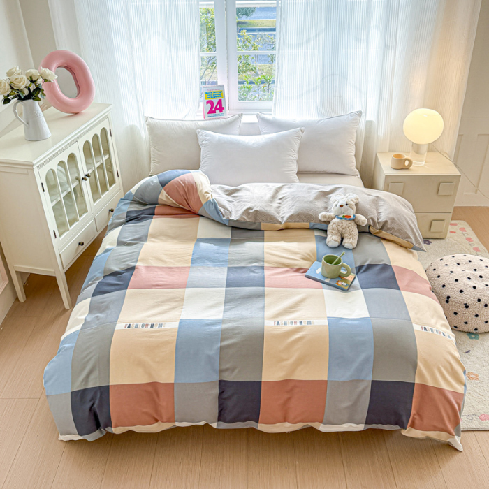 91家纺网 家纺一手货源 找家纺 帛织澜 2025新款全棉被套喷气12868系列纯棉单被套（预留缩水）-简伯格-桔