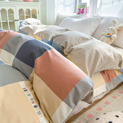 帛织澜 2025新款全棉被套喷气12868系列纯棉单被套（预留缩水）-简伯格-桔