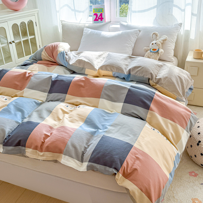 91家纺网 家纺一手货源 找家纺 帛织澜 2025新款全棉被套喷气12868系列纯棉单被套（预留缩水）-简伯格-桔