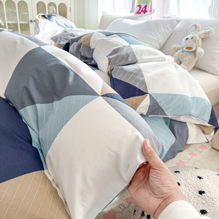 91家纺网 家纺一手货源 找家纺 帛织澜 2025新款全棉被套喷气12868系列纯棉单被套（预留缩水） 七巧板AA